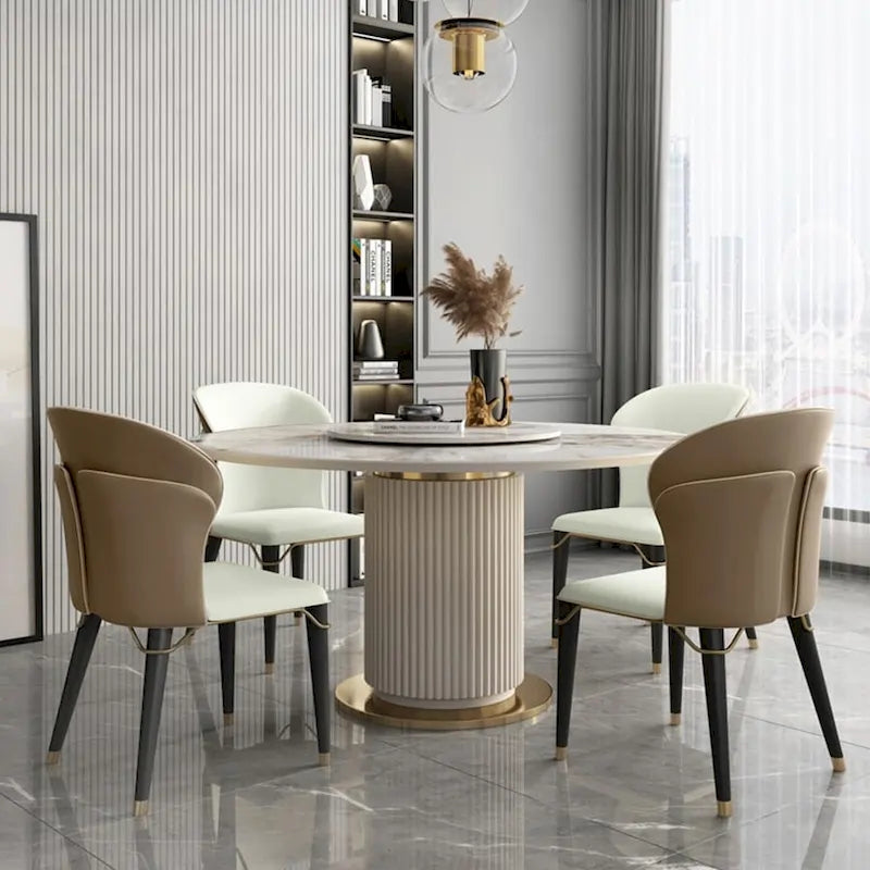 Chaise de salle à manger moderne, dossier haut, revêtement en cuir PU, pieds en acier au carbone, marron, lot de 2, entièrement assemblé