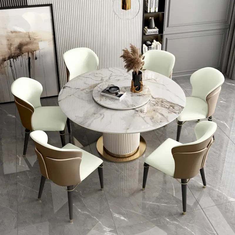 Chaise de salle à manger moderne, dossier haut, revêtement en cuir PU, pieds en acier au carbone, marron, lot de 2, entièrement assemblé