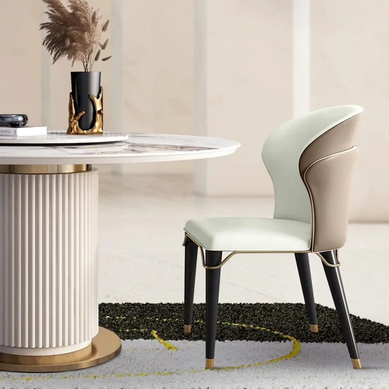 Chaise de salle à manger moderne, dossier haut, revêtement en cuir PU, pieds en acier au carbone, marron, lot de 2, entièrement assemblé