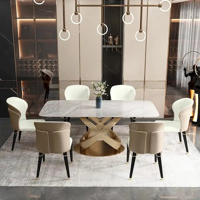 Chaise de salle à manger moderne, dossier haut, revêtement en cuir PU, pieds en acier au carbone, marron, lot de 2, entièrement assemblé