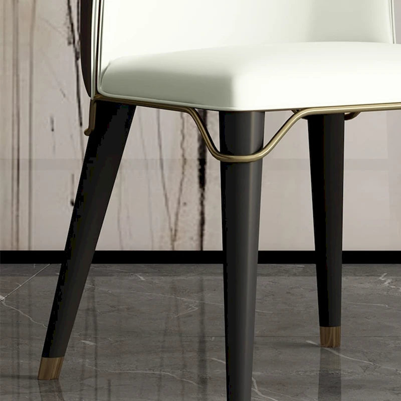 Chaise de salle à manger moderne, dossier haut, revêtement en cuir PU, pieds en acier au carbone, marron, lot de 2, entièrement assemblé
