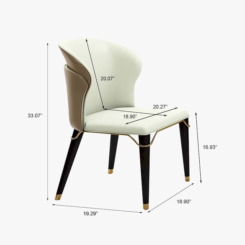 Chaise de salle à manger moderne, dossier haut, revêtement en cuir PU, pieds en acier au carbone, marron, lot de 2, entièrement assemblé