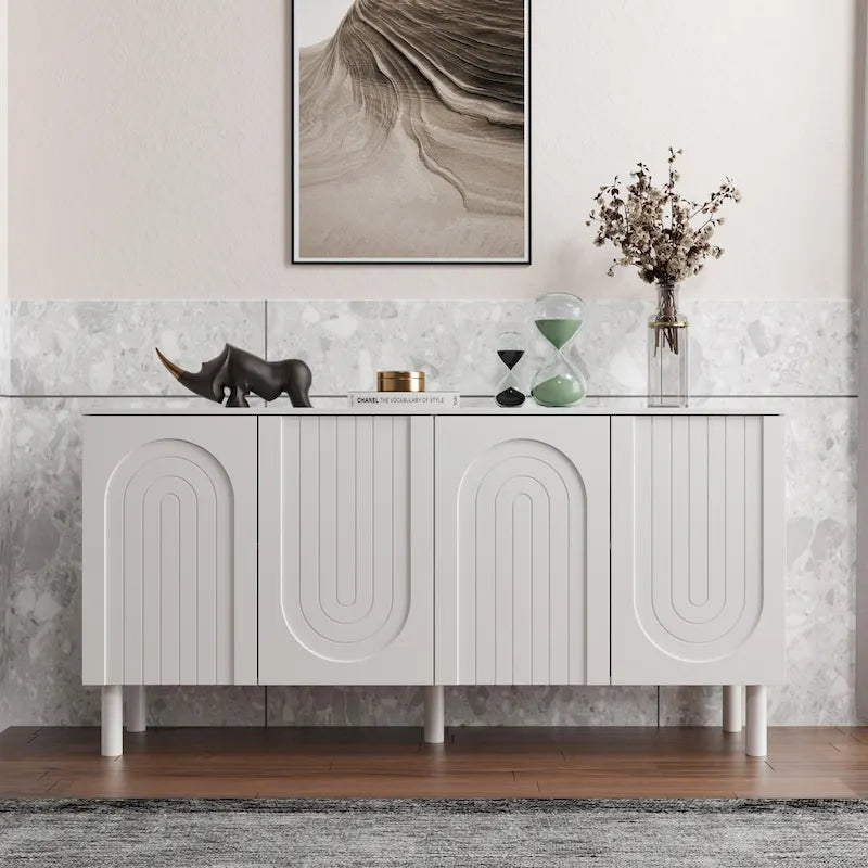 Buffet bibliothèque bahut de 160,5 cm de large avec tiroir et portes relevables