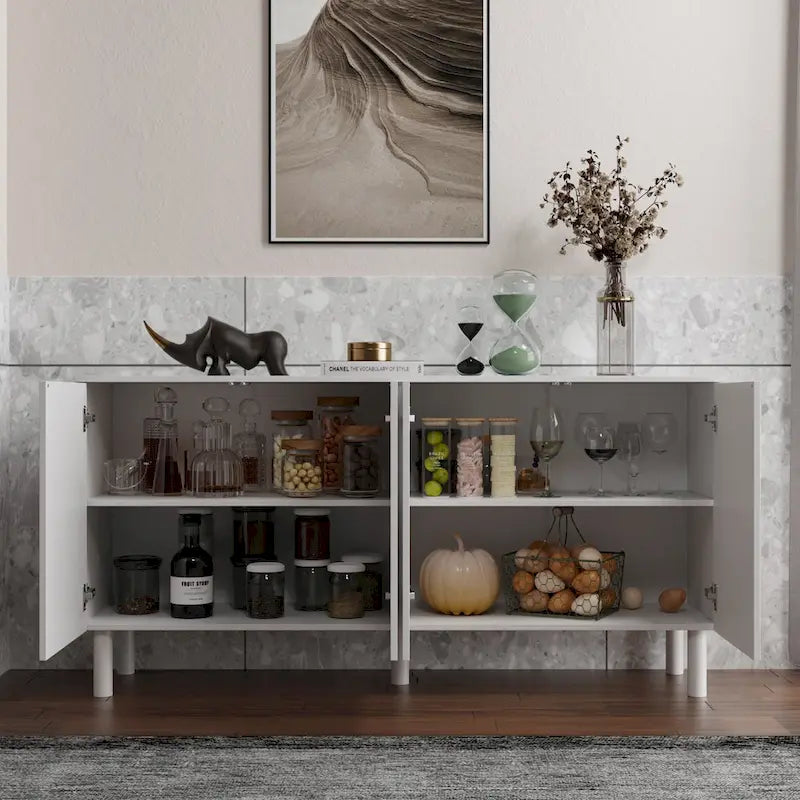 Buffet bibliothèque bahut de 160,5 cm de large avec tiroir et portes relevables