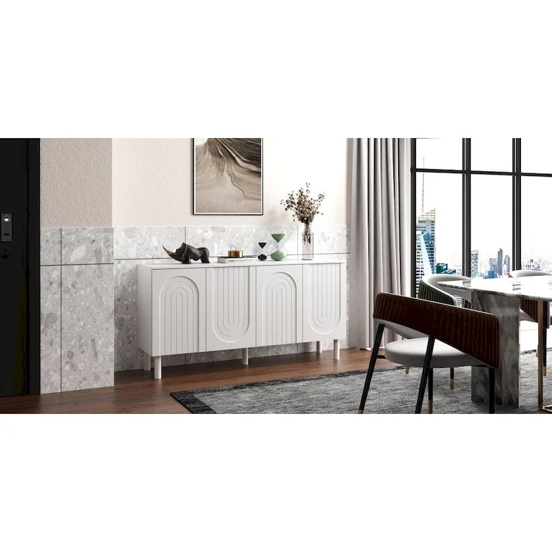 Buffet bibliothèque bahut de 160,5 cm de large avec tiroir et portes relevables