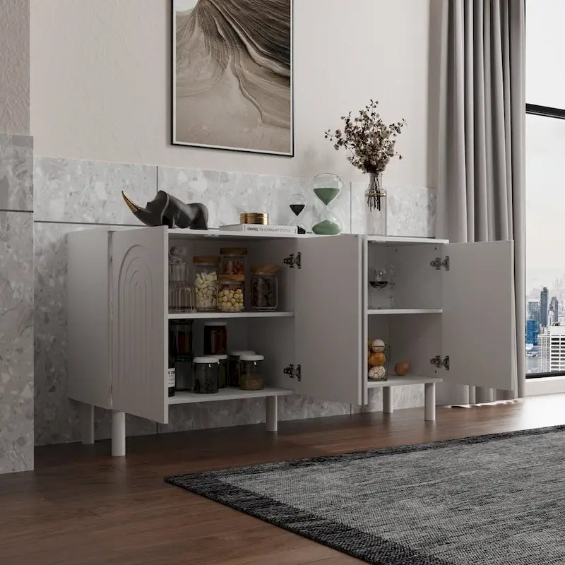Buffet bibliothèque bahut de 160,5 cm de large avec tiroir et portes relevables