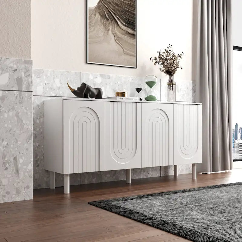 Buffet bibliothèque bahut de 160,5 cm de large avec tiroir et portes relevables