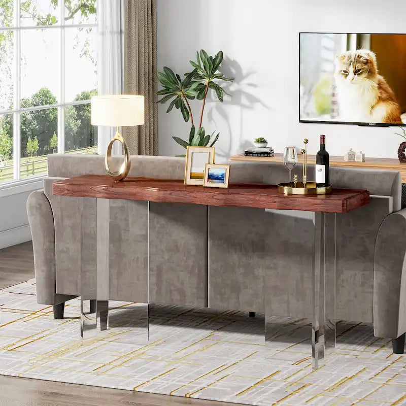 Console table de 120 cm avec pieds en acrylique pour entrée, table d'appoint pour couloir
