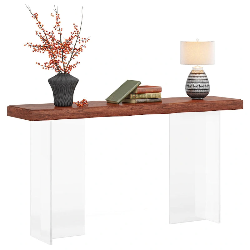 Console table de 120 cm avec pieds en acrylique pour entrée, table d'appoint pour couloir
