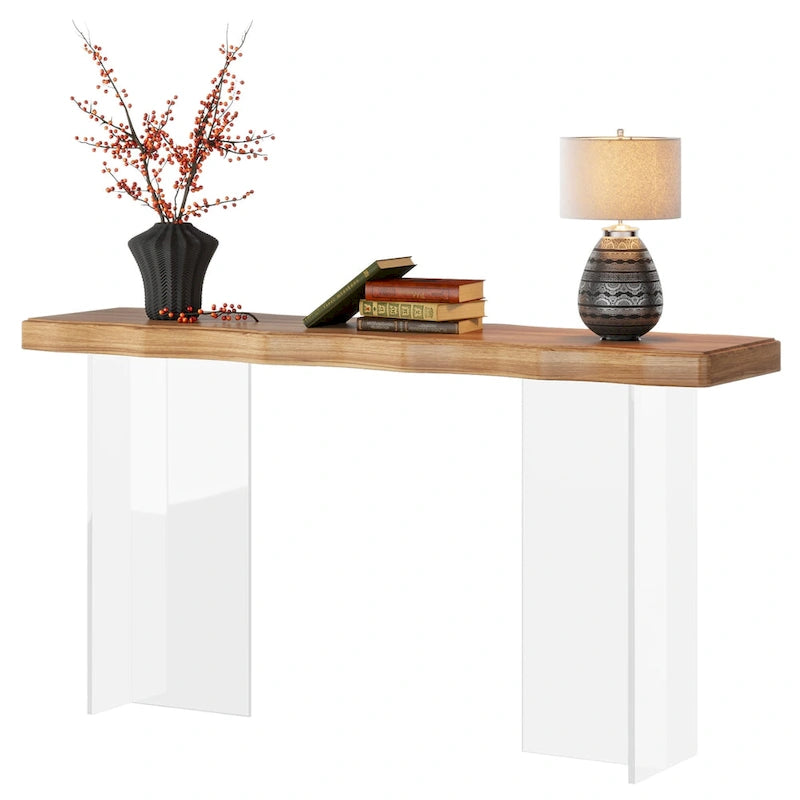 Console table de 120 cm avec pieds en acrylique pour entrée, table d'appoint pour couloir
