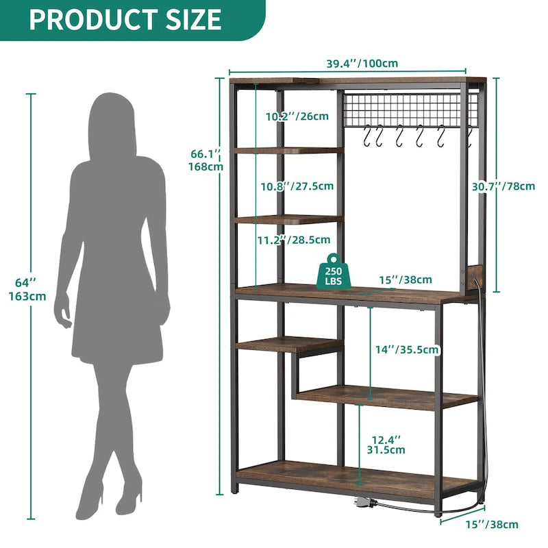 Moasis Kitchen Micro-ondes Stand Étagère de boulanger Stockage utilitaire avec prise de courant