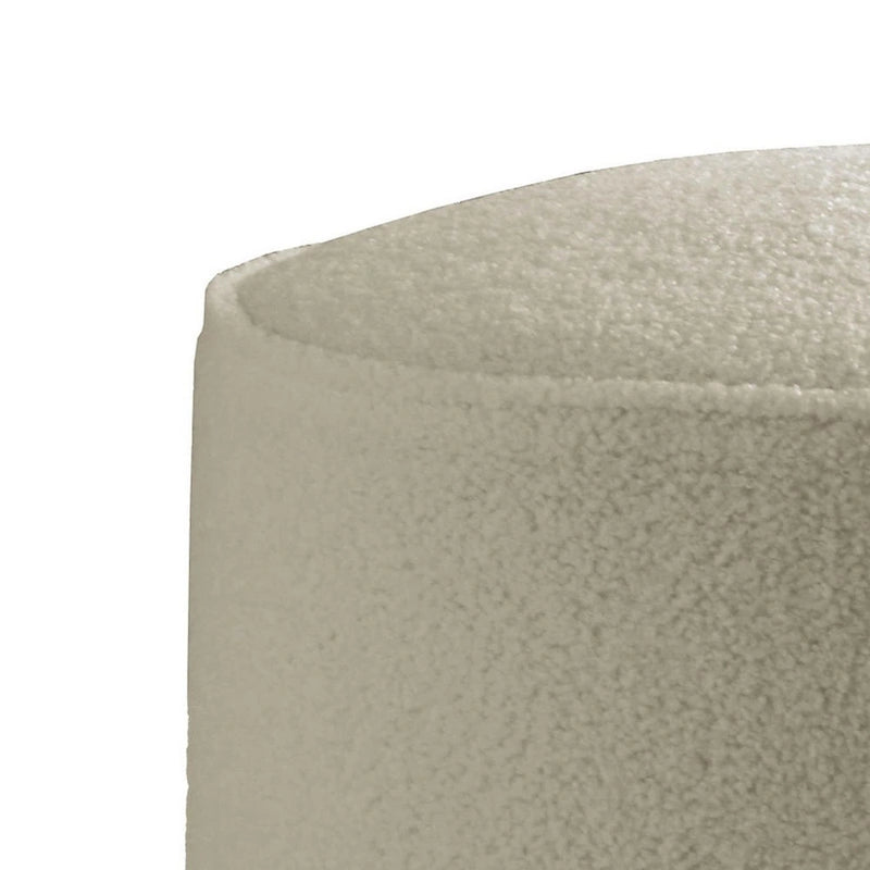 Pouffe moderne en mousse de 18 po, fausse peau de mouton beige, pieds en métal noir mat