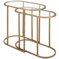Antique Brushed Brass Nesting Tables, Set of 2 - 24W x 22H x 12.5D