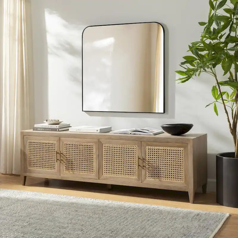 Meuble TV en bois et rotin Mile