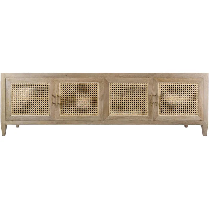 Meuble TV en bois et rotin Mile