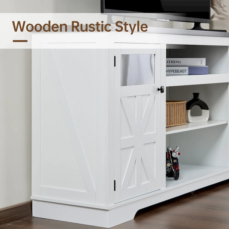 Meuble TV rustique Ukuowu 66 style ferme pour téléviseur 75 65 pouces avec armoires de rangement pour salon chambre à coucher