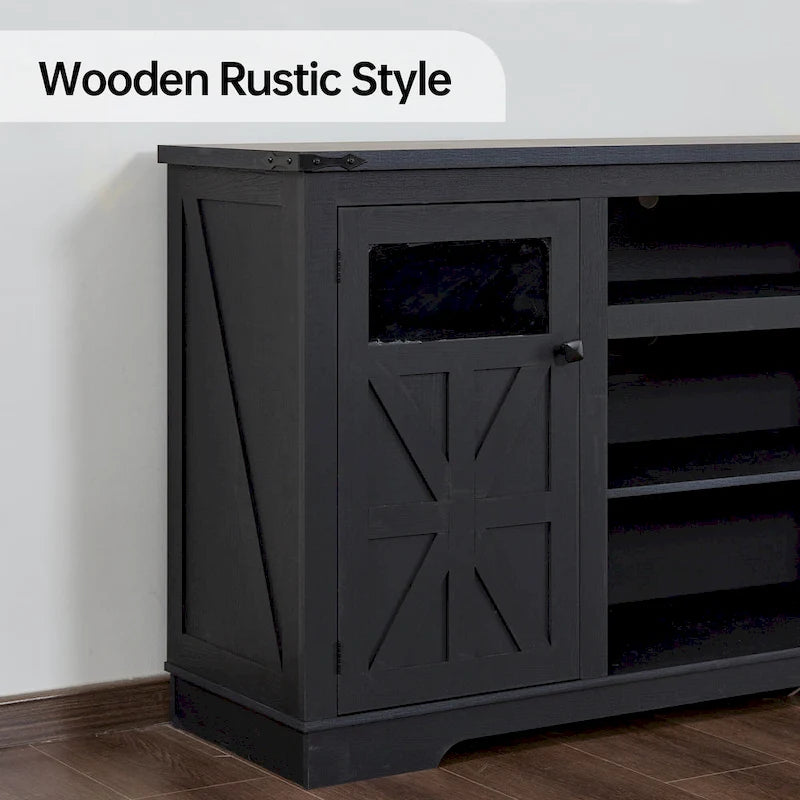 Meuble TV rustique Ukuowu 66 style ferme pour téléviseur 75 65 pouces avec armoires de rangement pour salon chambre à coucher
