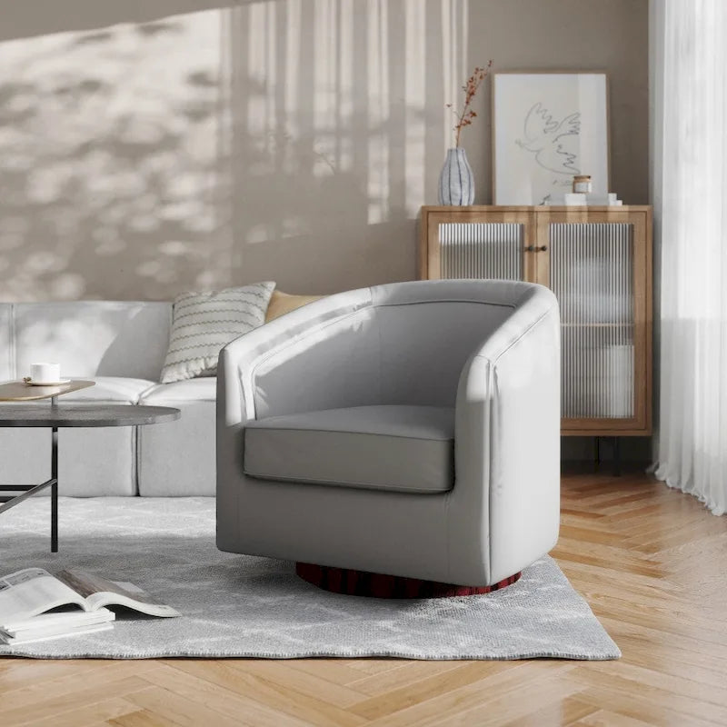 Fauteuil d'appoint rembourré de style Club traditionnel avec base métallique pivotante à 360°