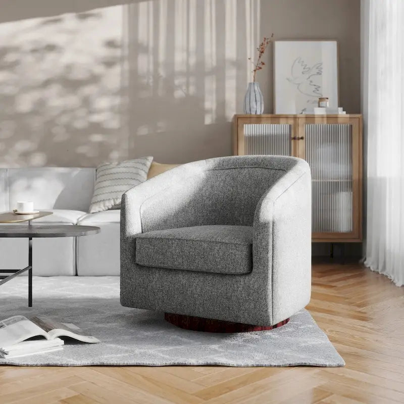Fauteuil d'appoint rembourré de style Club traditionnel avec base métallique pivotante à 360°