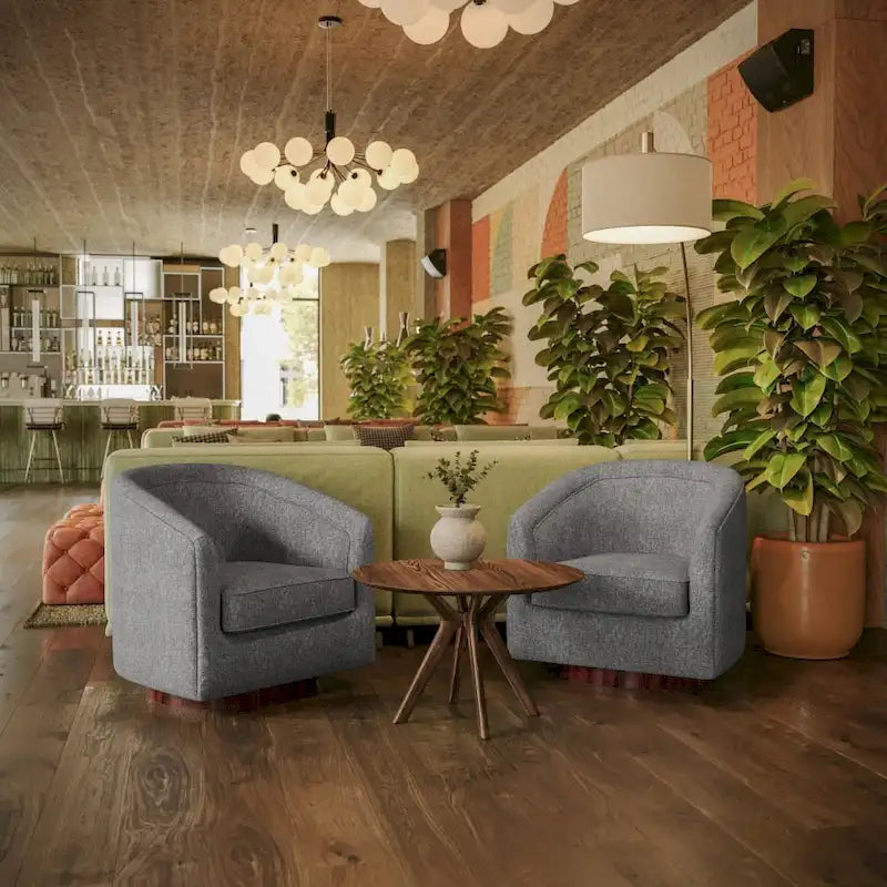 Fauteuil d'appoint rembourré de style Club traditionnel avec base métallique pivotante à 360°