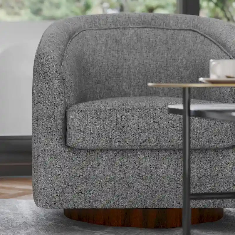 Fauteuil d'appoint rembourré de style Club traditionnel avec base métallique pivotante à 360°