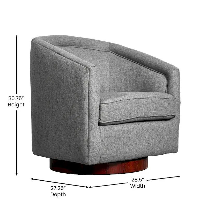 Fauteuil d'appoint rembourré de style Club traditionnel avec base métallique pivotante à 360°