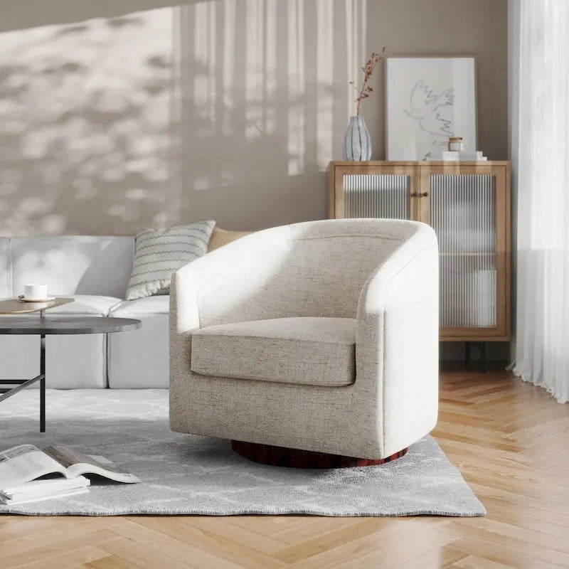 Fauteuil d'appoint rembourré de style Club traditionnel avec base métallique pivotante à 360°