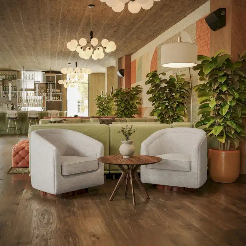 Fauteuil d'appoint rembourré de style Club traditionnel avec base métallique pivotante à 360°