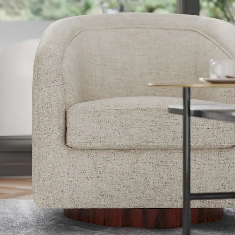 Fauteuil d'appoint rembourré de style Club traditionnel avec base métallique pivotante à 360°