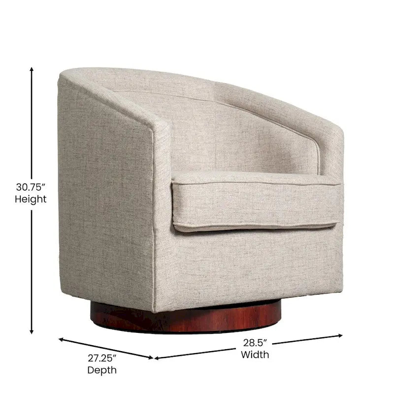 Fauteuil d'appoint rembourré de style Club traditionnel avec base métallique pivotante à 360°