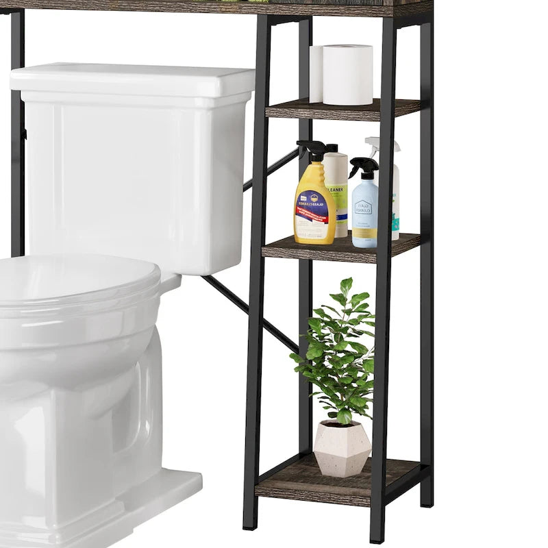 Moasis 61 po Meuble de rangement haut au-dessus des toilettes avec porte coulissante style ferme et base en métal