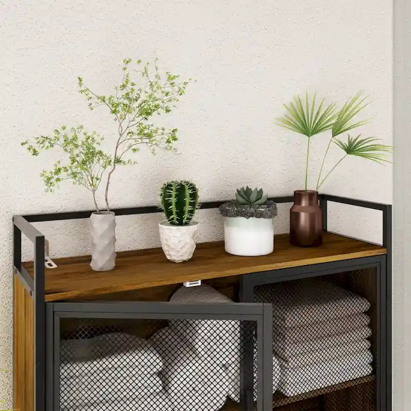 Étagère de Rangement WC, Gain de Place, Montage Facile, Marron Rustique