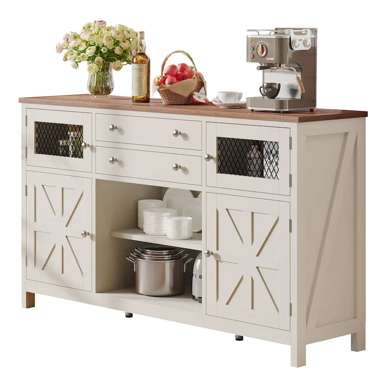 Moasis Buffet de ferme avec rangement, bahut à 2 tiroirs pour cuisine et salle à manger