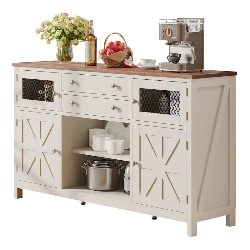 Moasis Buffet de ferme avec rangement, bahut à 2 tiroirs pour cuisine et salle à manger