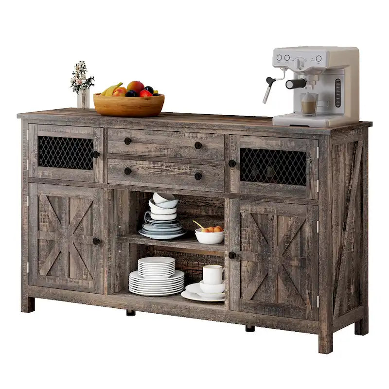 Moasis Buffet de ferme avec rangement, bahut à 2 tiroirs pour cuisine et salle à manger