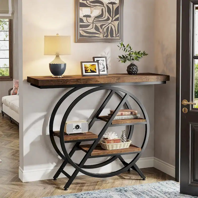 Console de 99,1 cm, table d'entrée industrielle à 4 niveaux