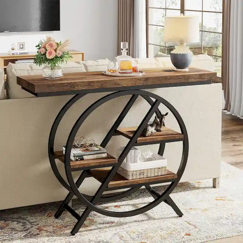 Console de 99,1 cm, table d'entrée industrielle à 4 niveaux