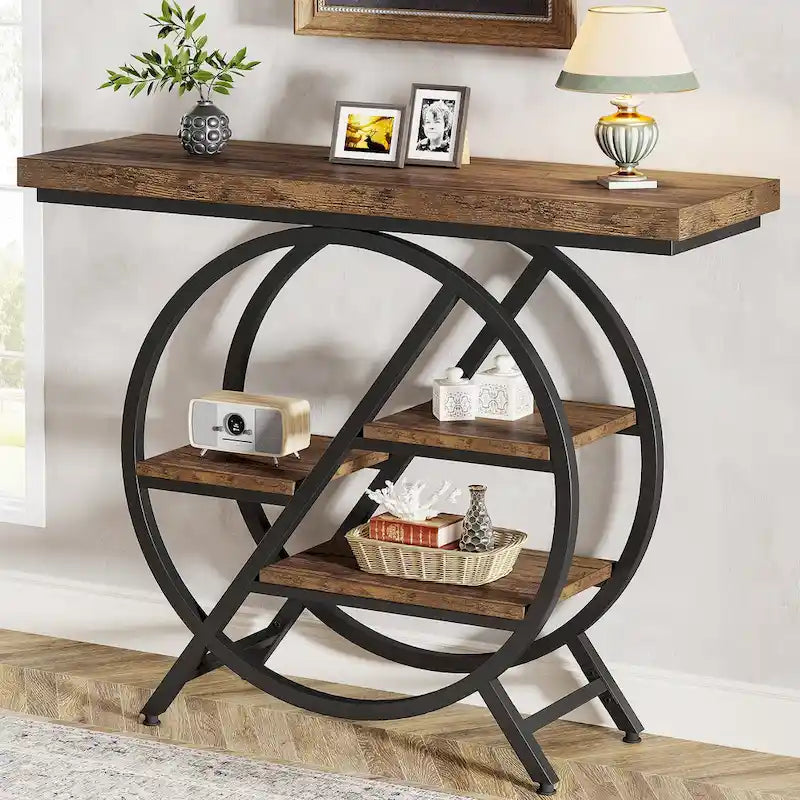 Console de 99,1 cm, table d'entrée industrielle à 4 niveaux