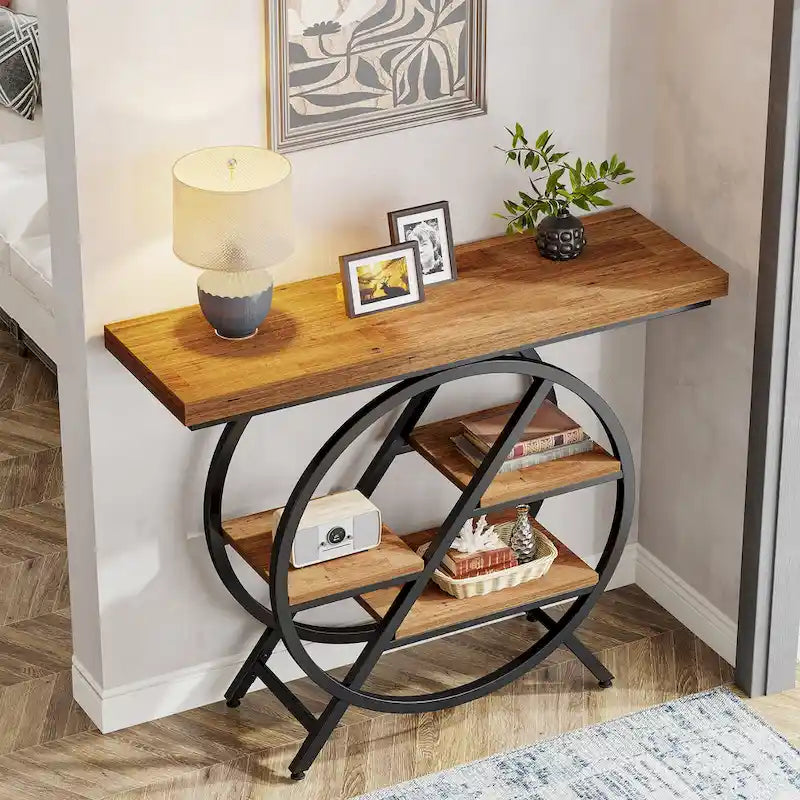 Console de 99,1 cm, table d'entrée industrielle à 4 niveaux