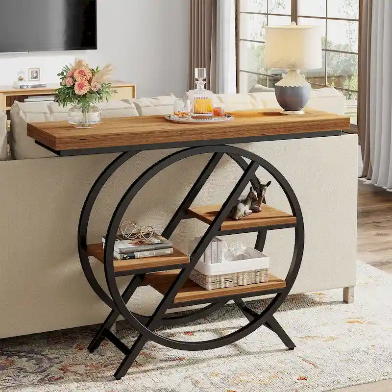 Console de 99,1 cm, table d'entrée industrielle à 4 niveaux