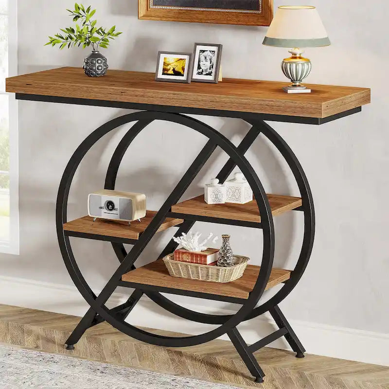 Console de 99,1 cm, table d'entrée industrielle à 4 niveaux