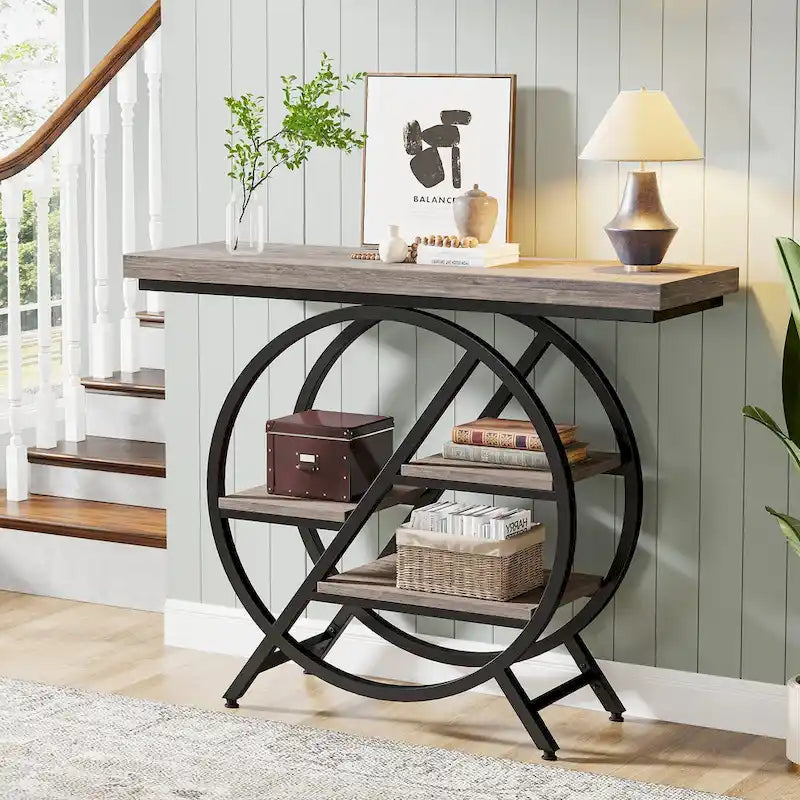 Console de 99,1 cm, table d'entrée industrielle à 4 niveaux