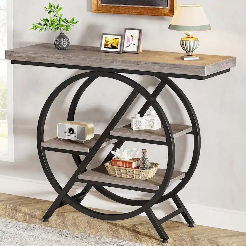 Console de 99,1 cm, table d'entrée industrielle à 4 niveaux