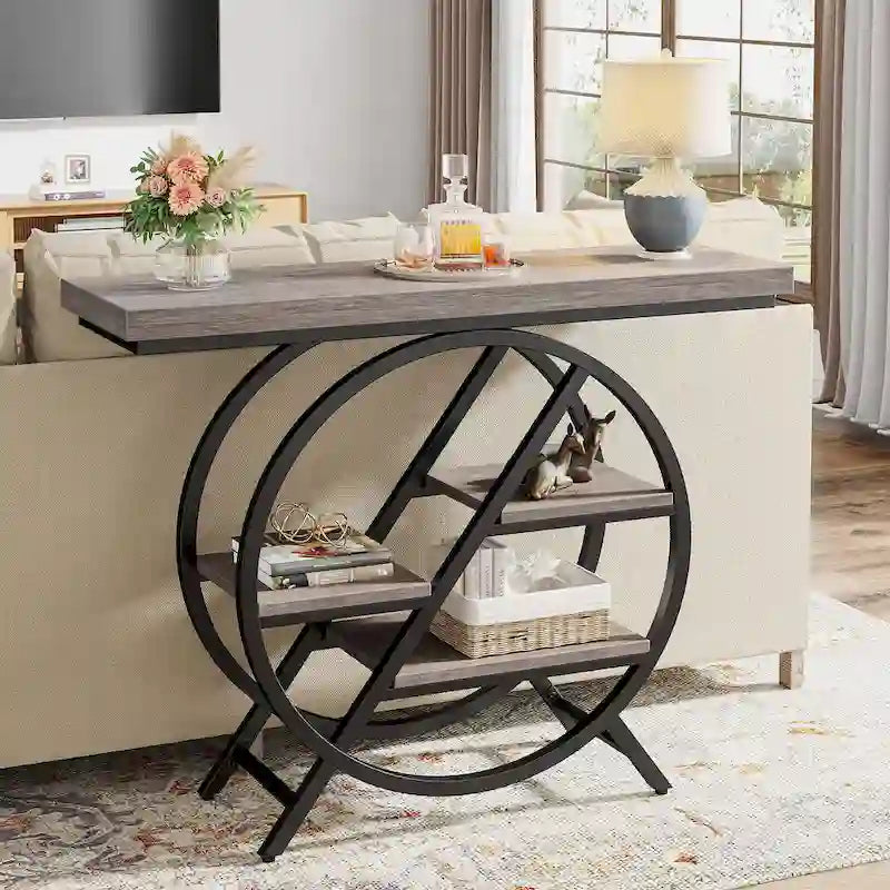 Console de 99,1 cm, table d'entrée industrielle à 4 niveaux