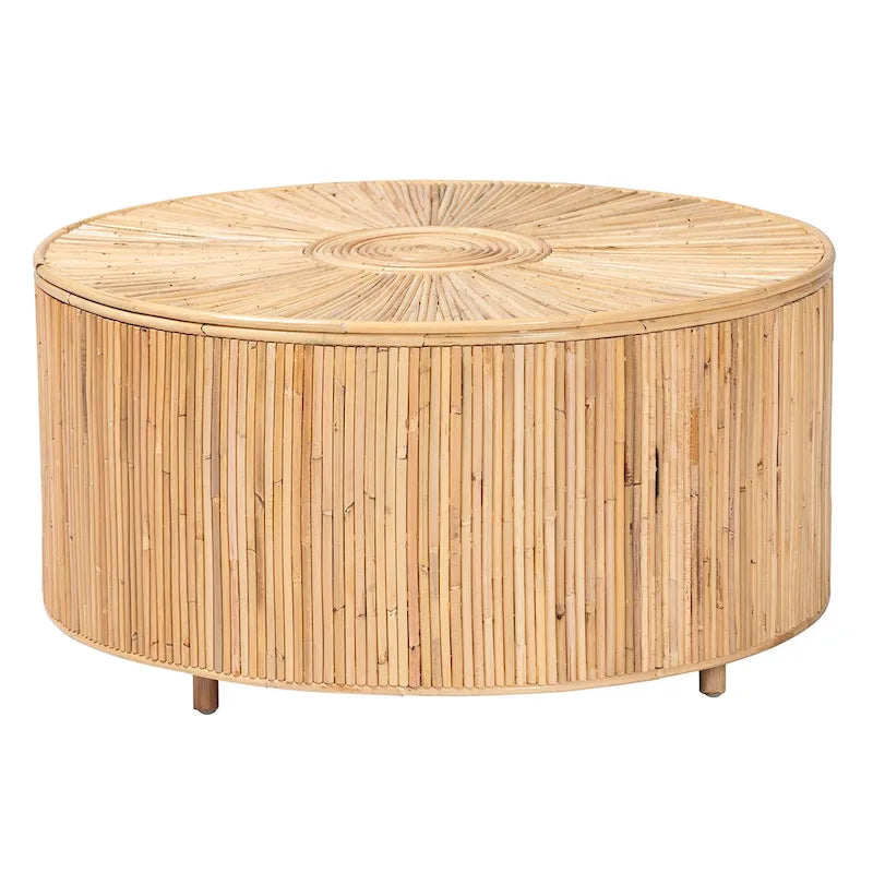 Table basse en rotin clair couleur miel Miami Bohemian