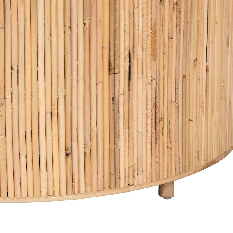 Table basse en rotin clair couleur miel Miami Bohemian
