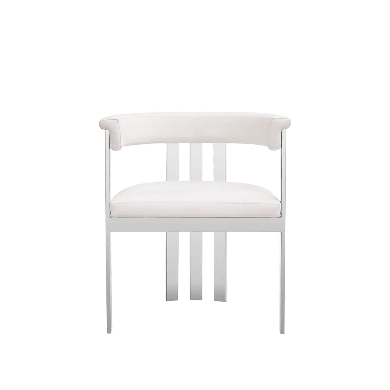 Chaise de salle à manger moderne Modrest Pontiac en cuir végétalien blanc et acier inoxydable