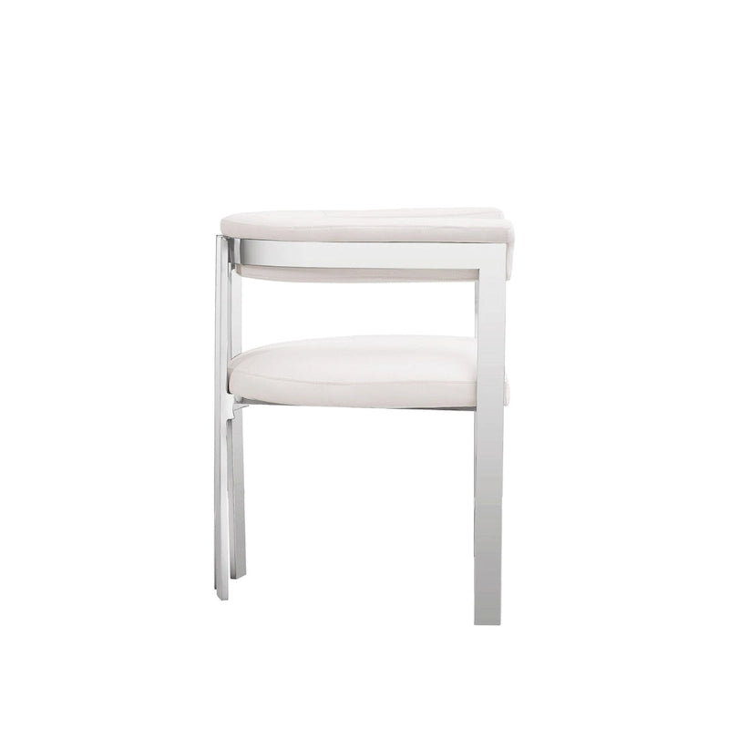 Chaise de salle à manger moderne Modrest Pontiac en cuir végétalien blanc et acier inoxydable