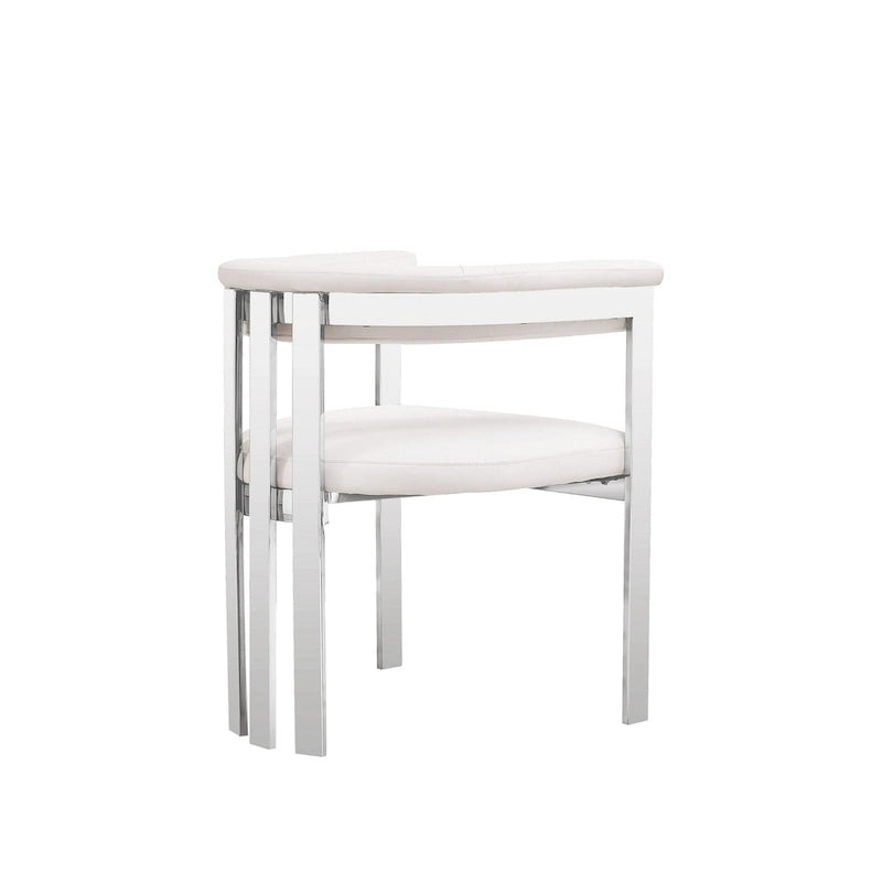 Chaise de salle à manger moderne Modrest Pontiac en cuir végétalien blanc et acier inoxydable