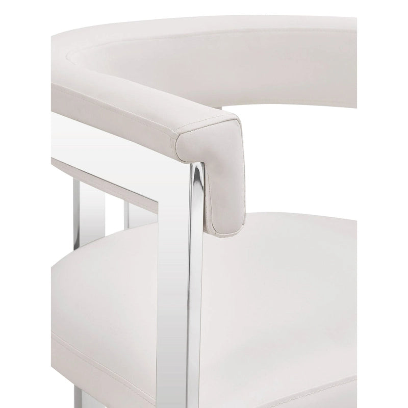 Chaise de salle à manger moderne Modrest Pontiac en cuir végétalien blanc et acier inoxydable